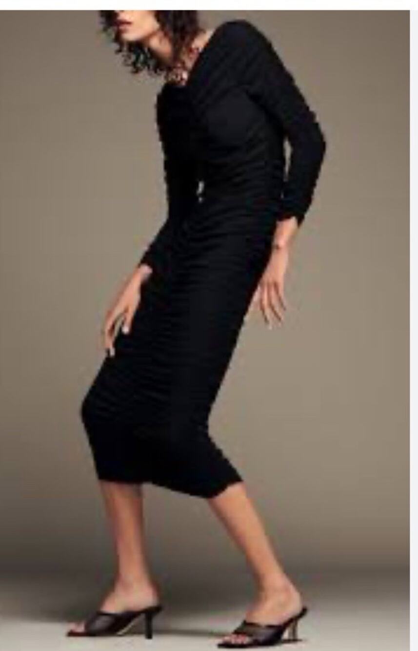 Zara black dress Maxi Small Whimsy Goth Midi Shirred Sexy
